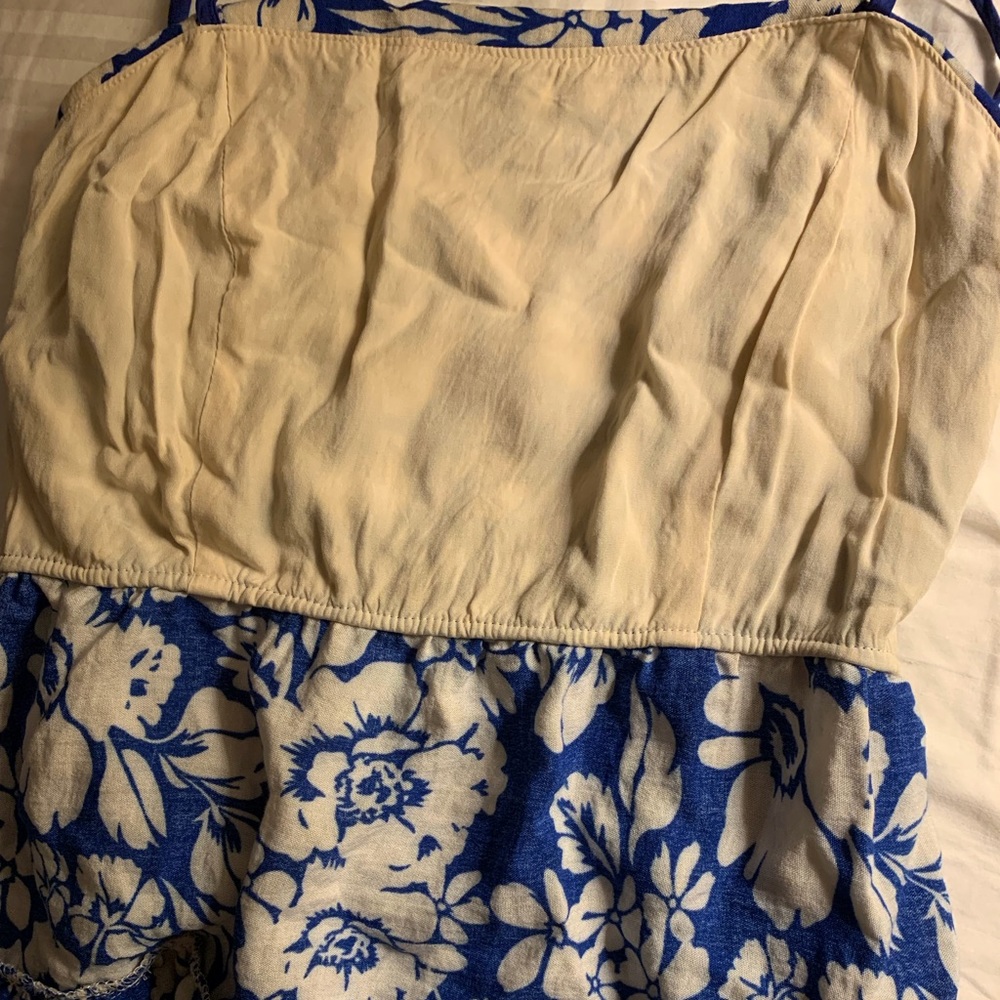 Aakaa Tied Up Boat Neck Floral Print Tiered Pleated A-line Backless Dress - Picture 8 of 8